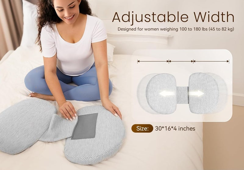 Tinkerz Pregnancy Pillow for Sleeping Memory Foam Pillow for Side Sleeper, Maternity Pillow Support for Back, Belly, Hips for Pregnant Women - Image 5
